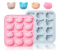 Honicemar 12 Cavities Little Pigs Shape Chocolate Mould, Baking DIY Tools Different Shape Cute Piggy Silicone Mould, Set of 2 Pieces Non Stick Silicone Molds for Cake Chocolates Jelly Candy, etc