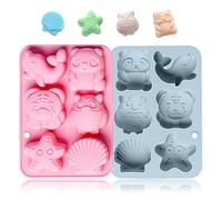 Honicemar 6 Cavities Animals Shape Chocolate Mould, Baking DIY Tools Different Shape Animals Theme Silicone Mould, Set of 2 Pieces Non Stick Silicone Molds for Cake Chocolates Jelly Candy, etc