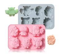 Honicemar 6 Cavities Cartoon owl Shape Chocolate Mould, Baking DIY Tools Different Shape Cute Owl Silicone Mould, Set of 2 Pieces Non Stick Silicone Molds for Cake Chocolates Jelly Candy, etc