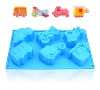 Honicemar 6 Cavities Vehicles Car Chocolate Mould, Baking DIY Tools Different Shape Transportation Theme Mold, Non Stick Silicone Molds for Cake Chocolates Jelly Candy, etc, Random Color