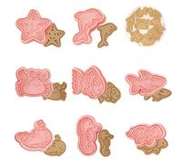 Honicemar 8 Pcs Animals Cartoon Cookie Cutters Biscuit Cutters for Baking 3D Cookie Cutters Shapes for Kids Children Marine Animal Cartoon Mould for DIY Chocolate Cookie Fondant Pastry Decoration - A