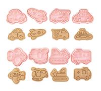 Honicemar 8 Pcs Vehicles Cartoon Cookie Cutters Biscuit Cutters for Baking 3D Cookie Cutters Shapes for Kids Children Vehicles Cartoon Mould for DIY Chocolate Cookie Fondant Pastry Cake Decoration-A