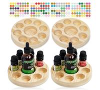 Honicemar 9 - Hole Wooden Round Essential Oil Holder Aromatherapy Organizer Essential Oil Bottles Display Rack & Storage Stand Holder - 4Pcs, Suitable for Home/Spa/Vanity Table/Office