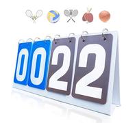 Honicemar Waterproof Double-Digit Sports Scoreboard Portable Flip 4 Digit Score Board for Sports Competition Football Basketball Tennis Rugby Table Tennis Badminton Score Keeper and More - Blue Gray