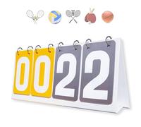 Honicemar Waterproof Double-Digit Sports Scoreboard Portable Flip 4 Digit Score board for Sports Competition Football Basketball Tennis Rugby Table Tennis Badminton Score Keeper and More - yellow gray