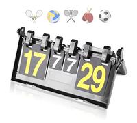 Honicemar Waterproof Sports Scoreboard Portable Flip 6 Digit Score board plastic Scorer - Black, for Sports Competition Football Basketball Tennis Rugby Table Tennis Badminton Score Keeper and More- A