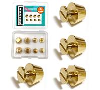 Honigo 4 Pack Gold Rivets Stud Handbag Purse Feet 3/8 inch Flat Head Metal Solid Brass Studs Screw Back Feet 10mm Buckle Spikes Leathercraft for Leather Bag Totes DIY