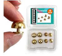 Honigo 4 Pcs Gold Rivets Stud Handbag Purse Feet 3/8 inch Round Metal Solid Brass Studs Screw Back Feet 10mm Buckle Spikes Leathercraft for Leather Bag Totes DIY Craft