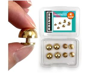Honigo 4 Pcs Gold Rivets Stud Handbag Purse Feet 3/8 inch Round Metal Solid Brass Studs Screw Back Feet 10mm Buckle Spikes Leathercraft for Leather Bag Totes DIY Craft