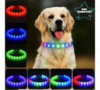 Honiha Light Up Dog Collars with Multicolor Feature, Rechargeable, Waterproof LED Dog Collar, Colorful Lighted Dog Collar for Night Safety, Cuttable Glowing Pet Collar for Small Medium Large Dogs