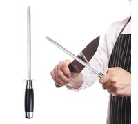 Honing Steel Manual Knife Sharpener, 8 in High Carbon Stainless Steel Sharpening Rod, Professional Kitchen Knives Honing Stick for Master Chef Hunter Butcher Household, with Non-Slip Handle