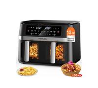 HoninJoy 10 Quart Large Double Basket Air Fryer with Viewing Window and 50 Paper Liners, Dual Zone Air Fryers with 10-in-1 Digital Touch Screen