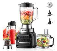 HoninJoy All-in-One Blender & Food Processor, 10-in-1 Professional Blender for Smoothies, Ice Crushing, Dough Making, Chopping, Grinding, Slicing & Shredding, Dishwasher Safe for Kitchen & Home Use
