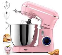 Honinst Stand Mixer, 6.5QT 10-Speed Tilt-Head Electric Stand Mixer, 3-In-1 Kitchen Mixer with Bowl, Dough Hook, Whisk and Beater, Food Mixer for Baking, Cake and Most Home Cooks, Pink