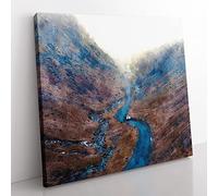 Honister Pass In Keswick Cumbria Painting Modern Canvas Wall Art Print Ready to Hang, Framed Picture for Living Room Bedroom Home Office Décor, 35x35 cm (14x14 Inch)
