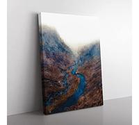 Honister Pass In Keswick Cumbria Painting Modern Canvas Wall Art Print Ready to Hang, Framed Picture for Living Room Bedroom Home Office Décor, 50x35 cm (20x14 Inch)