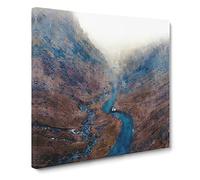 Honister Pass In Keswick Cumbria Painting Modern Canvas Wall Art Print Ready to Hang, Framed Picture for Living Room Bedroom Home Office Décor, 14x14 Inch (35x35 cm)
