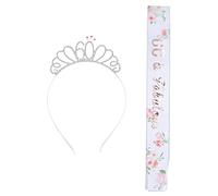 HONITANO 1 Set Birthday Sash and Tiara Set for Crown with Shoulder Strap for Birthday Party Decorations and Photography Props