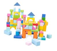 HONITANO 100Pcs Geometric Wood Block Educational for Rounded Edges Smooth Finish Colorful Building Blocks for Creative Play and Stem Learning