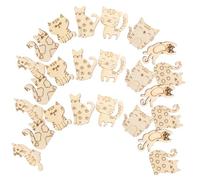 HONITANO 100pcs Unfinished Cat Shaped Wooden Slices DIY Craft Painting Wood Cutouts for Fine Workmanship Smooth Surface Safe Educational Art Supplies