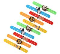 HONITANO 10pcs Cute Cartoon Animal Silicone Slap Bracelets Lightweight Wristbands for Party Fun Jungle Zoo Design Wrist Accessories