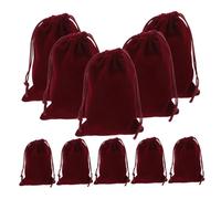 HONITANO 10pcs Flannel Drawstring Jewelry Storage Bags 10x12cm Burgundy Small Pouches for Bracelets Rings Party Wedding Favor Bags