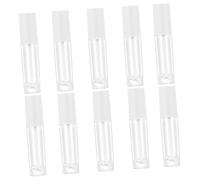 HONITANO 10pcs Refillable Lip Gloss Vials Tubes Transparent Abs Containers with White Caps Compact Portable Cosmetic Bottles for Lip Oil Balm Travel and Gift Use