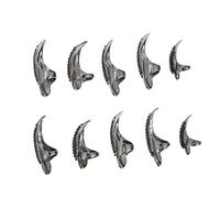 HONITANO 10Pcs Rhinestone Cat Claw Nail Rings Gothic Punk Fingernail Claws with Alloy Base Halloween Costume Accessories Black Mixed Small Medium Large for Women