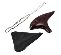 HONITANO 12-hole Alto C Ocarina Portable Ceramic Flute Red Brown with Straw-smoked Finish for Students and Professionals, Mini Music Instrument for Beginners and Children