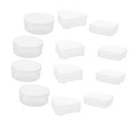 HONITANO 12 pcs Cosmetic Sponge Storage Boxes Plastic Round Triangular Rectangular Powder Puff Holders for Makeup Puff Organization Portable Compact Design for Travel and Daily Use