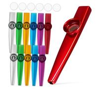 HONITANO 12 Pcs Metal Kazoos with Diaphragms for Adults Loud Sound Kazoo Instruments for Beginner Practice Sturdy Metal Build for Group Play and Music Education