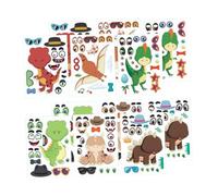 HONITANO 12 Sheets DIY Dinosaur Puzzle Stickers for Safe Non-Toxic Party Favor Decals Creative Scrapbook and Planner Decoration with Adorable Faces