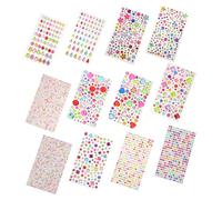 HONITANO 12 Sheets Self Adhesive Rhinestone Embellishments for Crafts Assorted Star Heart Flower Teardrop Shapes Crystal Gem Stickers for DIY Party Halloween Makeup Face Art Decoration