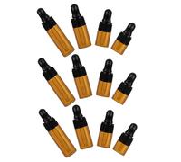 HONITANO 12PC Mini Dark Brown Glass Dropper Bottles with Lid for Essential Oils Perfume Chemistry Portable Small Oil Vials for Travel and Storage