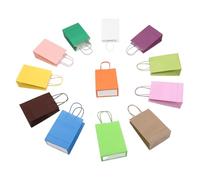 HONITANO 12pcs Colorful Kraft Paper Bags with Handles for Shopping Parties Lightweight Candy Storage Bags for Weddings and Special Occasions