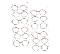 HONITANO 12pcs Doll Glasses Accessories Copper Wire Frames Mini Eyeglasses for Crafting and Doll Dress Up Rose Gold Silver Gold Colors