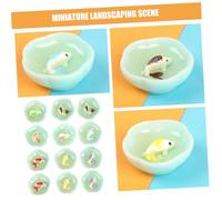 HONITANO 12pcs Miniature Resin Fish Bowls Mixed Colors Mini House Decor Accessories DIY Crafting Tiny Goldfish Tank Scene Props for Small Spaces