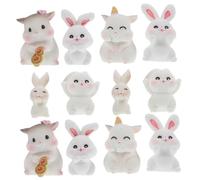 HONITANO 12pcs Miniature Resin Rabbit Figurines Delicate Tiny Bunny Ornaments for Home Garden Car Decor Creative Small Animal Models Charming Gift for Rabbit Lovers