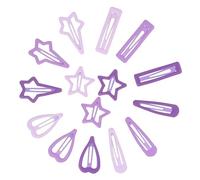 HONITANO 15pcs Matte Snap Hair Clips for Women Adorable Metal Barrettes with Five Shapes Star Heart Teardrop Rectangle Four Pointed Star Durable Non Slip Hair Accessories for Birthday