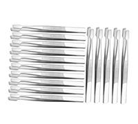 HONITANO 15Pcs Stainless Steel Flat Head Tweezers for False Eyelashes Stamps Collector and Coin Tongs Ergonomic Multifunctional Philately Tools for Beauty Electronics Jewelry and Laboratory