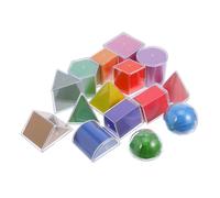 HONITANO 15pcs Transparent Geometry Manipulatives for Classroom Use Interactive Math Shape Blocks with Unfoldable Cards and Formula Visual Learning Tool