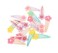 HONITANO 16pcs Candy Color Flower Hair Clips for Soft Clay Floral Barrettes Cute Kawaii Bangs Hairpins Comfortable Non Damaging Styling Accessories for Teens
