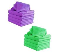 HONITANO 16Pcs Nano Water Absorption Square Towels Soft Polyester Face Cleaning Kerchiefs Portable Travel Towels Green and Purple Each