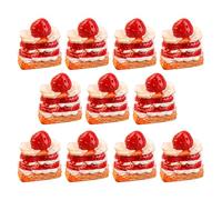HONITANO 16pcs Realistic Artificial Strawberry Cake Decorations Lifelike Dessert Model Cake Props for Party Centerpieces