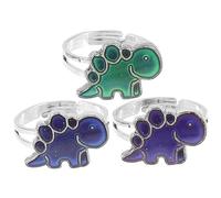 HONITANO 1set Adjustable Dinosaur Color Changing Ring Unisex Emotion Jewelry for Women and Teens Fun Temperature Sensitive Open Finger Rings for Parties and Daily Wear 3pcs