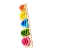HONITANO 1Set Wooden Geometric Stacking Cognitive Shape Matching Tower with Gradient Colors for Early Learning Development for Preschoolers