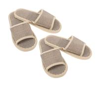 HONITANO 2 Pairs Linen Cotton Slippers Non Slip EVA Sole Summer Home Hotel Indoor Lightweight Unisex Bathroom Shower Footwear for Feet