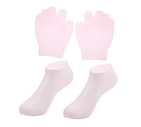 HONITANO 2 Pairs Pink Gel Moisturizing Gloves and Spa Socks Set for Hand and Foot Skin Care, Silicone Gel Gloves and Moisturizing Sleep Socks for Hydrating and Repairing Dry, Cracked Skin