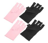 HONITANO 2 Pairs UV Protecting Manicure Gloves for Nail Art Breathable Short Fingerless Gloves in Pink and Black UV for Professional Gel Nail Care and Sun Protection
