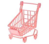 HONITANO 2 Pcs PVC Simulation Mini Shopping Cart for Dolls Storage Rack Role Play Pretend Shopping Trolley for Creative Play and Motor Skills Development Random Color Random Color